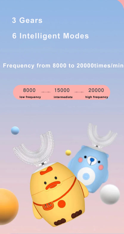 360° Sonic Electric Toothbrush for Kids – IPX7 Waterproof with Blue Light