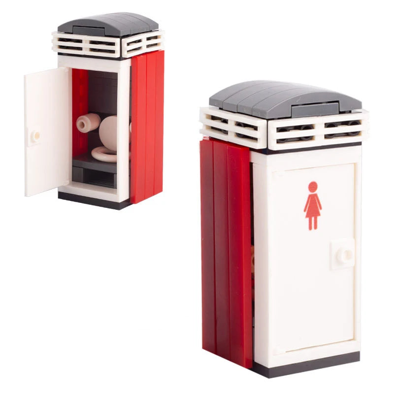 MOC City Series Scene Building Blocks Flower Shop Garden white poplar Men's restroom DIY Kids Toys Park Bench Street Lamp Toys