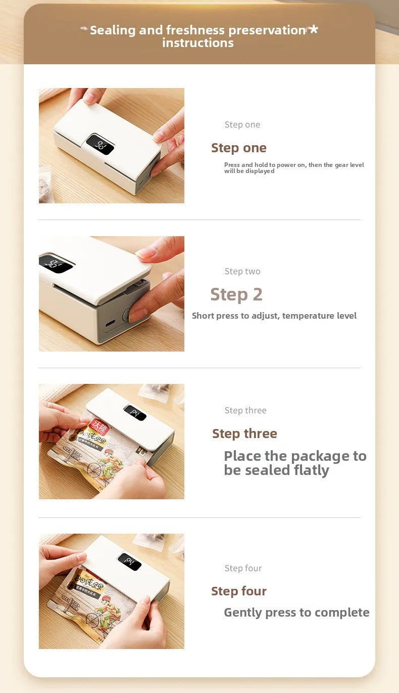 Rechargeable Mini Bag Sealer with Cutter & Magnet