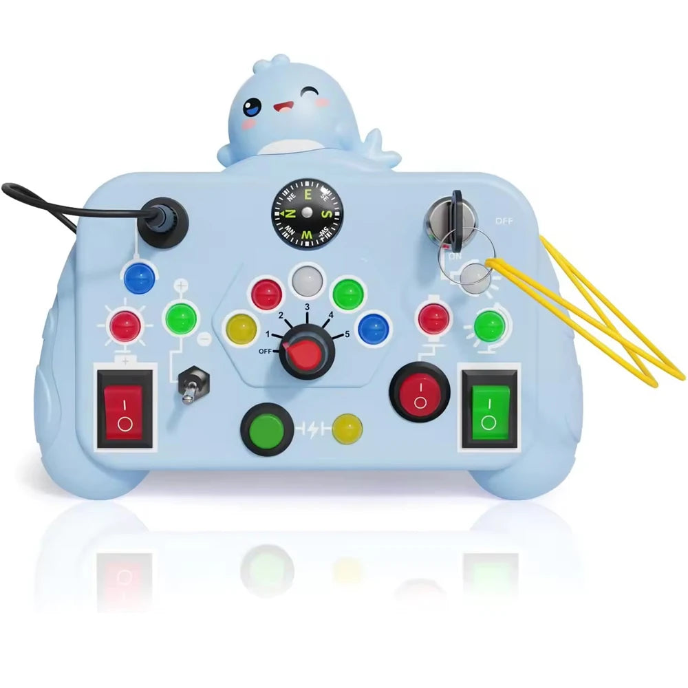Busy Board Led Lights Switch Sensory Montessori Toys Portable Electric Puzzle Early Educational Puzzle Toy for Toddler Kids Gift
