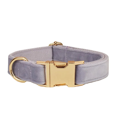 Personalised Velvet Dog Collar – Custom Engraved Name & ID Tag | Adjustable XS–XL