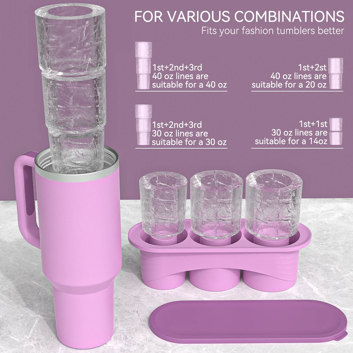 Cylinder Ice Cube Tray for Stanley Cup – Silicone Mold with Lid & Stanley Accessories
