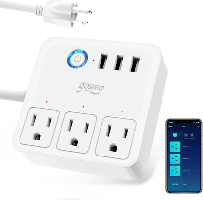 Smart WiFi Power Strip | Surge Protector | 3 USB Ports | App Control | Home & Office