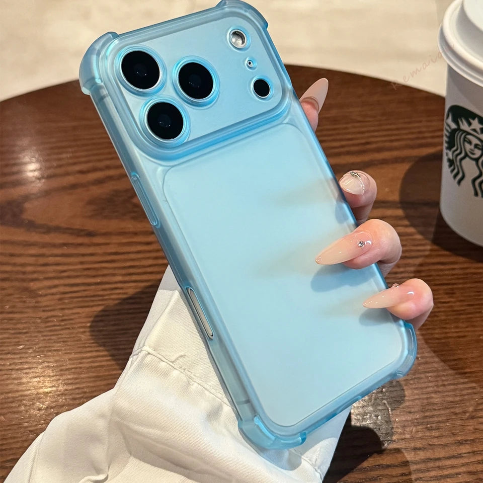 Matte Clear Phone Case with Holder – Magnetic, Shockproof & Anti-Scratch | iPhone 11–17 Pro Max, Air, 16E, XS, XR