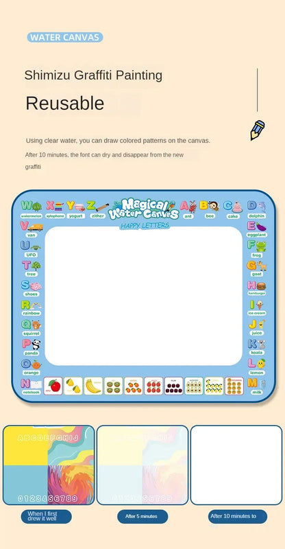 Large Magic Water Drawing Mat Reusable Doodle Coloring Board with Pens Montessori Educational Painting Toy for Kids Gift
