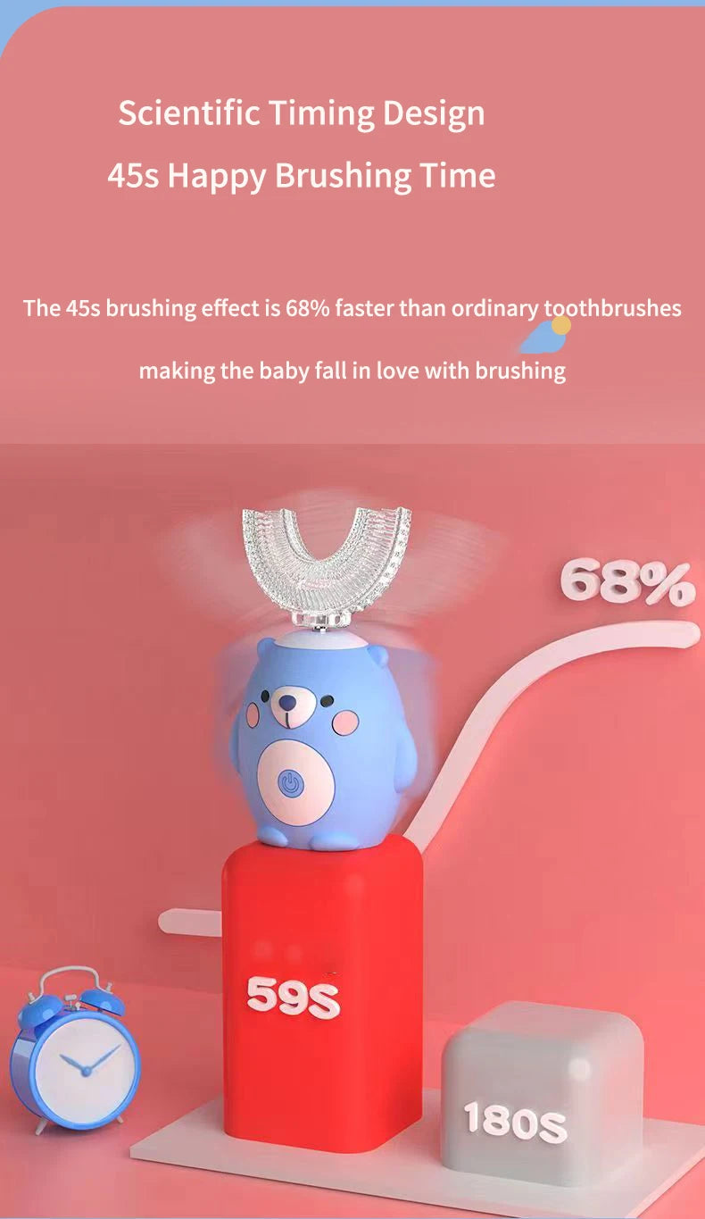 360° Sonic Electric Toothbrush for Kids – IPX7 Waterproof with Blue Light