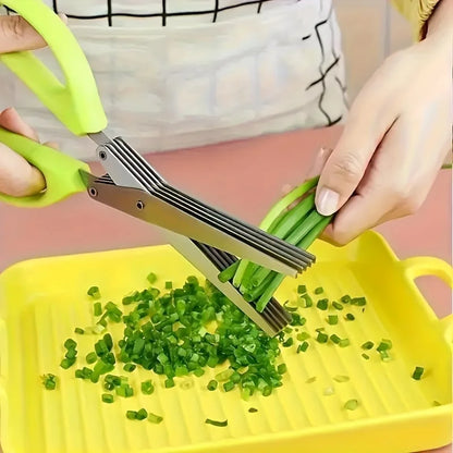 5-Blade Herb Scissors — Multi-Layer Stainless Steel Kitchen Shears