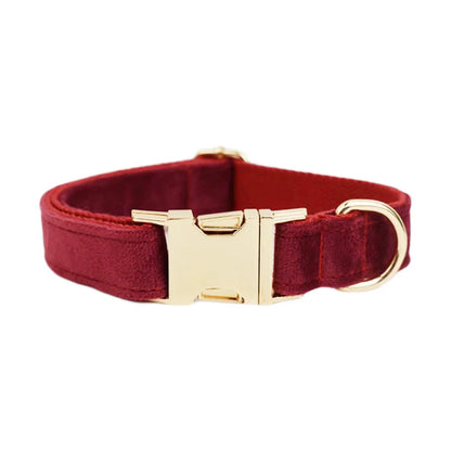 Personalised Velvet Dog Collar – Custom Engraved Name & ID Tag | Adjustable XS–XL