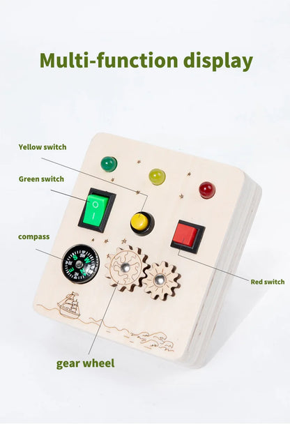 Baby Montessori Busy Board LED Light Switches Control Board Sensory Toys Wooden Busy Board Children Games Kids Puzzle Toys Gifts