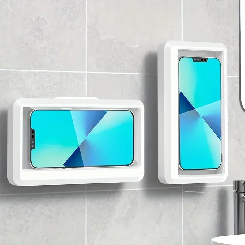 360° Rotating Waterproof Shower Phone Holder – Anti-Fog | Touch-Through | Bathroom Wall Mount