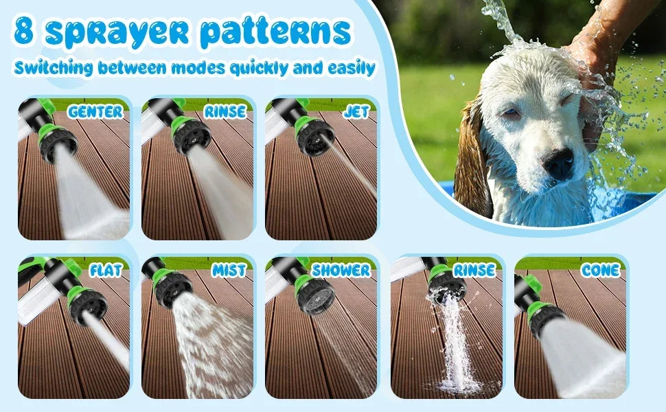 8-in-1 High Pressure Pet Shower Sprayer with Foam – Dog Bath & Garden Hose Nozzle