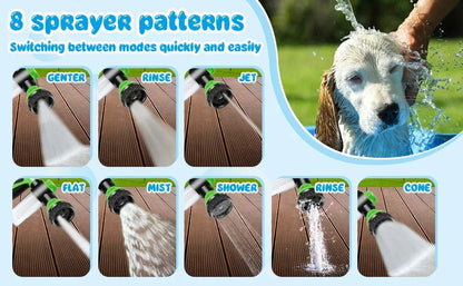 8-in-1 High Pressure Pet Shower Sprayer with Foam – Dog Bath & Garden Hose Nozzle