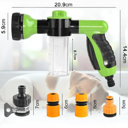 8-in-1 High Pressure Pet Shower Sprayer with Foam – Dog Bath & Garden Hose Nozzle