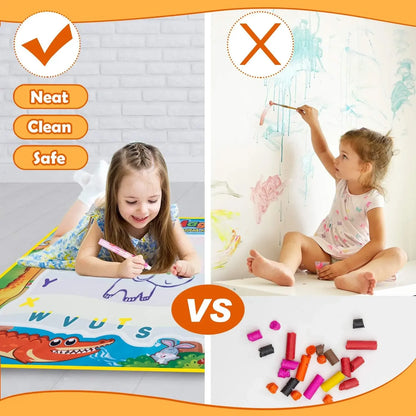 Large Magic Water Drawing Mat Reusable Doodle Coloring Board with Pens Montessori Educational Painting Toy for Kids Gift