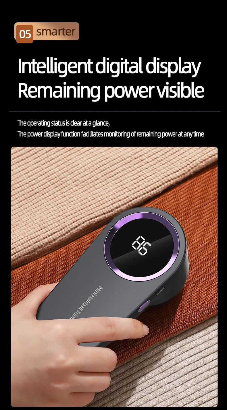 Electric Fabric Shaver | USB Rechargeable Lint Remover | LED Display | Clothes Defuzzer