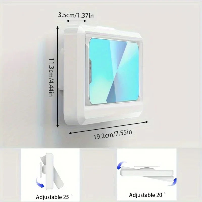 360° Rotating Waterproof Shower Phone Holder – Anti-Fog | Touch-Through | Bathroom Wall Mount