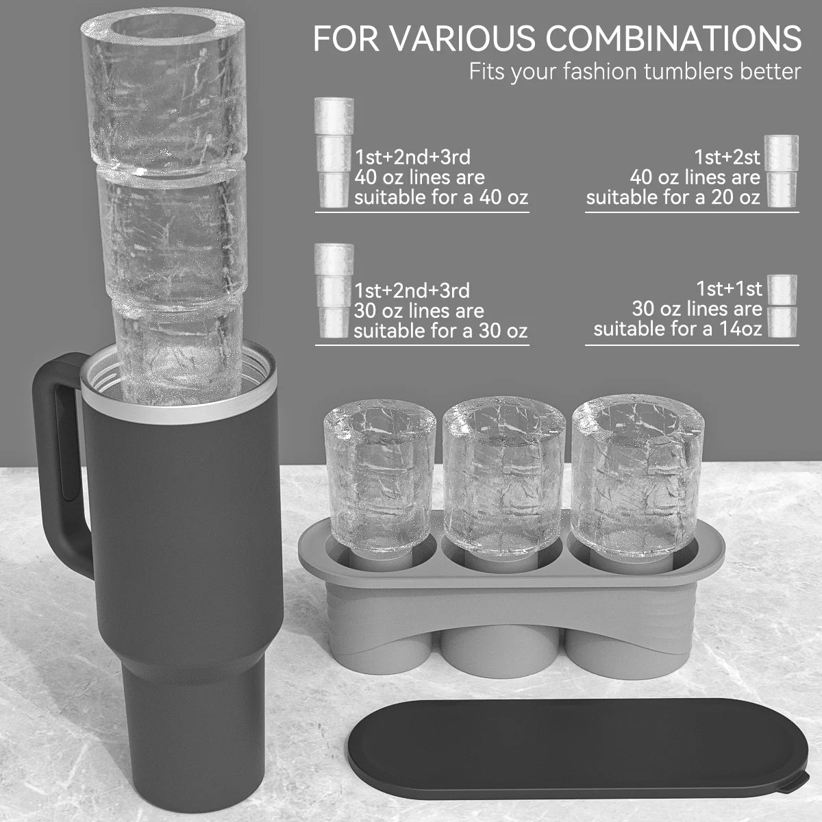 Cylinder Ice Cube Tray for Stanley Cup – Silicone Mold with Lid & Stanley Accessories