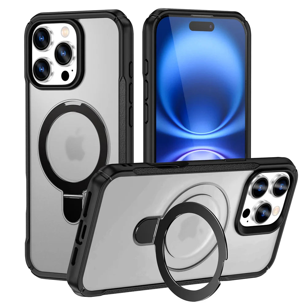 MagSafe Magnetic Fold Stand Phone Case – Shockproof Bumper Cover | iPhone 11 to 17 Pro Max