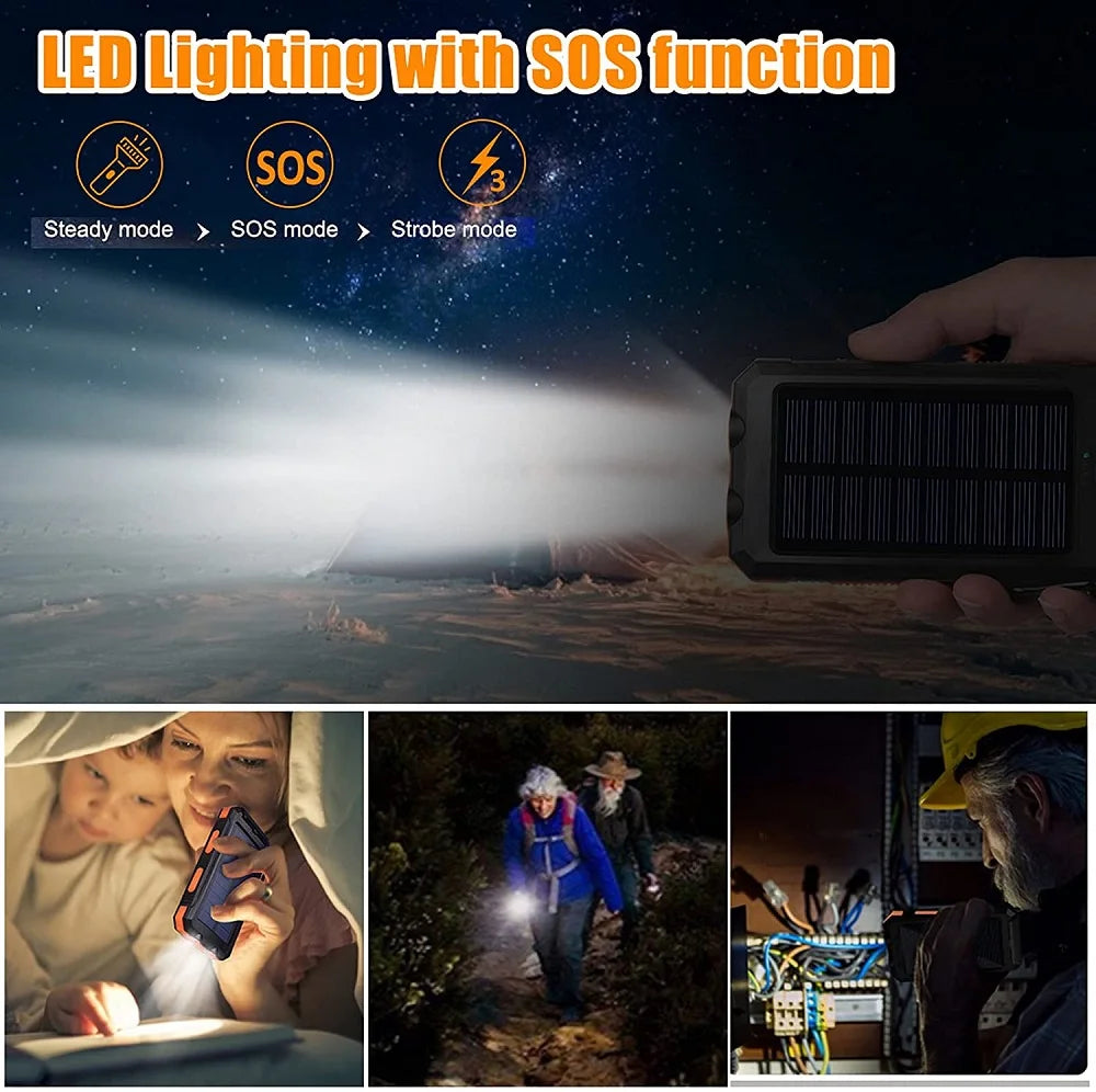 Solar Power Bank 80000mAh – Portable Charger with LED Light for All Smartphones