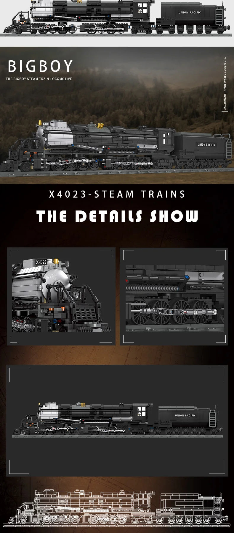 Classic Steam Train Building Block Set German BR01 Big Boy Steam Locomotive Bricks DIY CN5700 Rail Train Assemble Bricks Toys