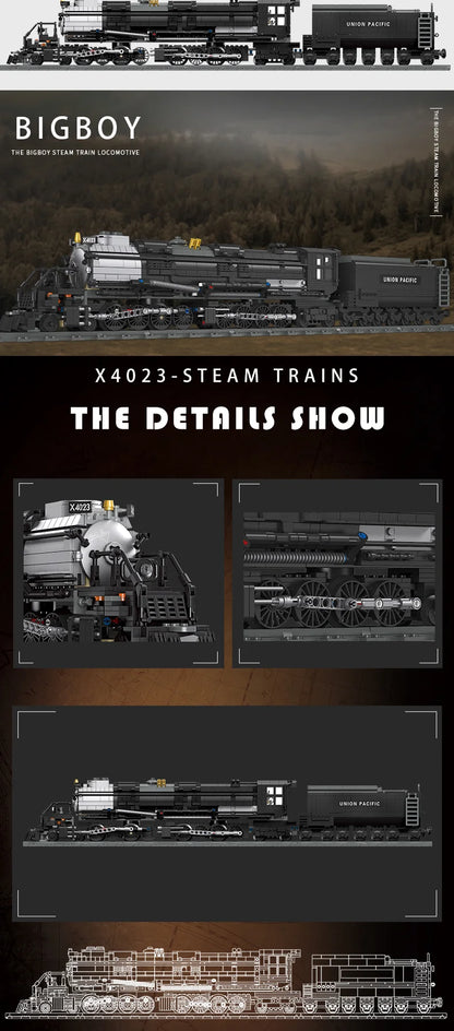 Classic Steam Train Building Block Set German BR01 Big Boy Steam Locomotive Bricks DIY CN5700 Rail Train Assemble Bricks Toys