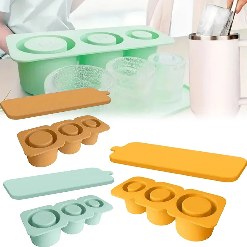 Silicone Ice Cube Mold for Stanley Tumbler – 3-Cube Tray, Reusable & Easy Release