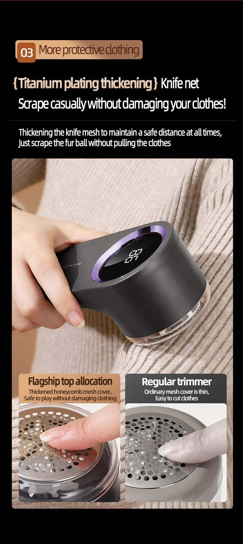 Electric Fabric Shaver | USB Rechargeable Lint Remover | LED Display | Clothes Defuzzer
