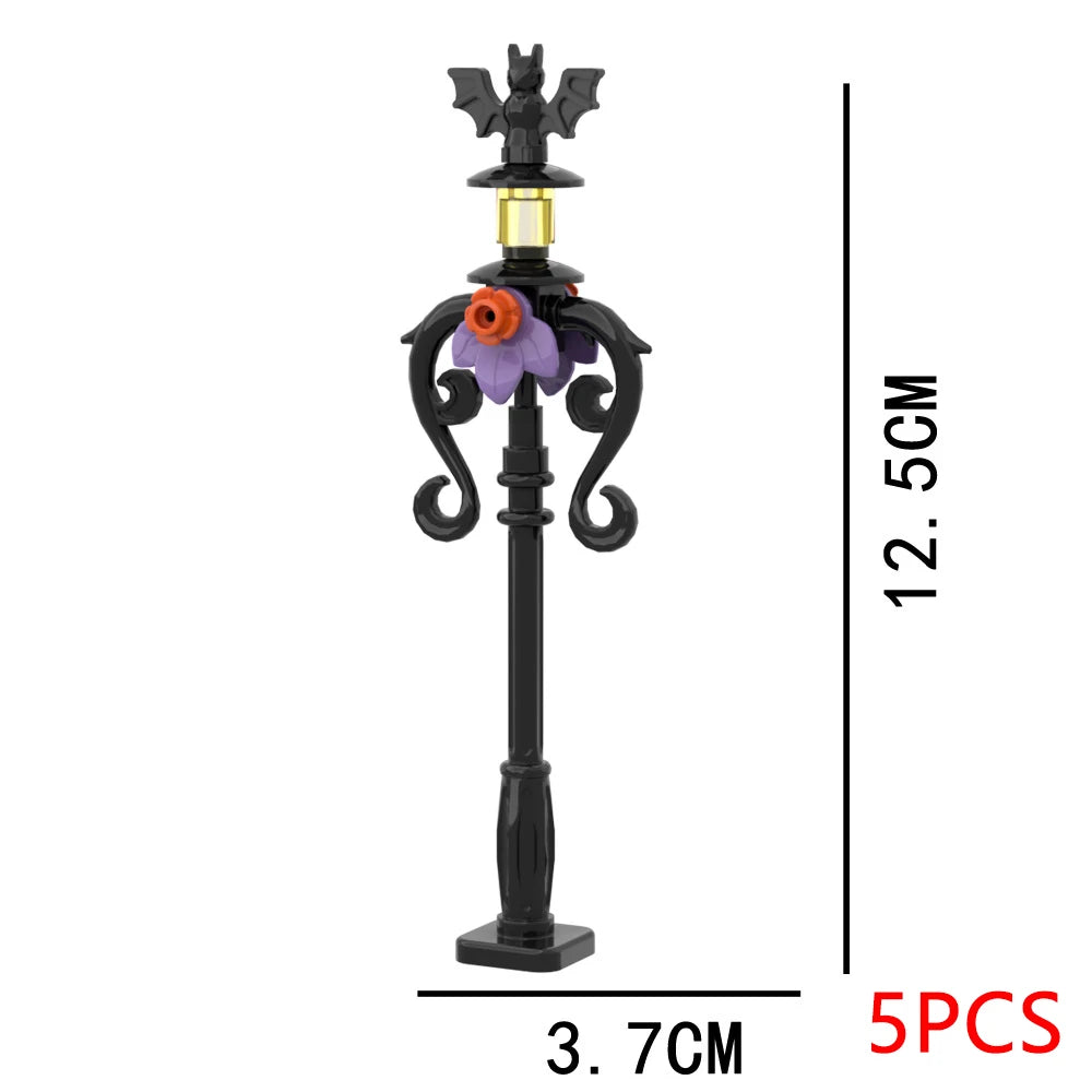 MOC City Series Scene Building Blocks Flower Shop Garden white poplar Men's restroom DIY Kids Toys Park Bench Street Lamp Toys