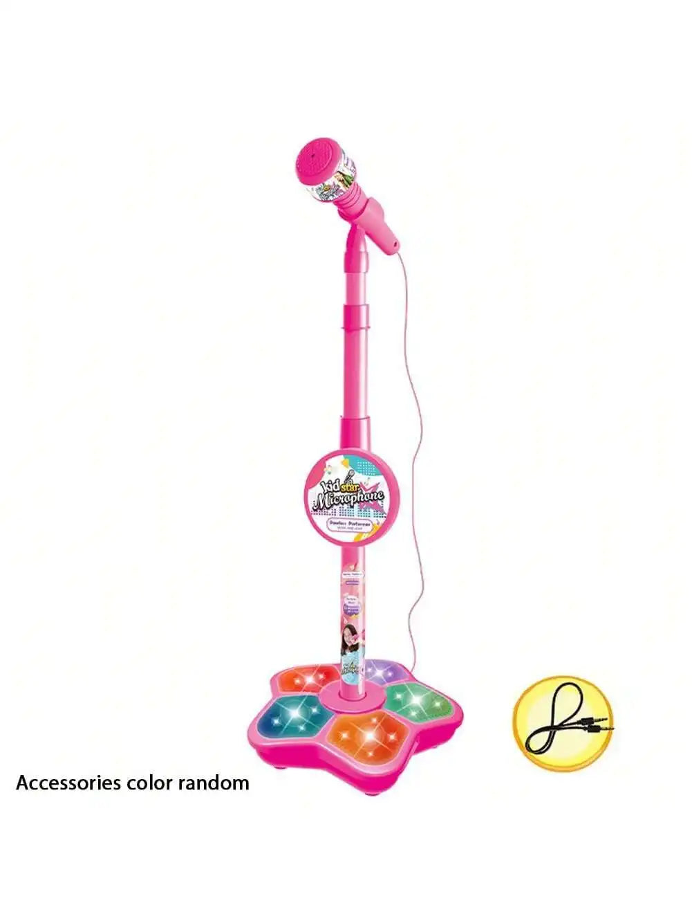 Kids Karaoke Microphone Toy with Speaker, Stand & Light Up Effects