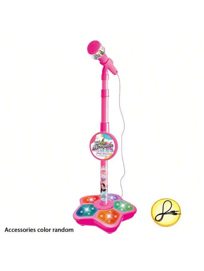 Kids Karaoke Microphone Toy with Speaker, Stand & Light Up Effects
