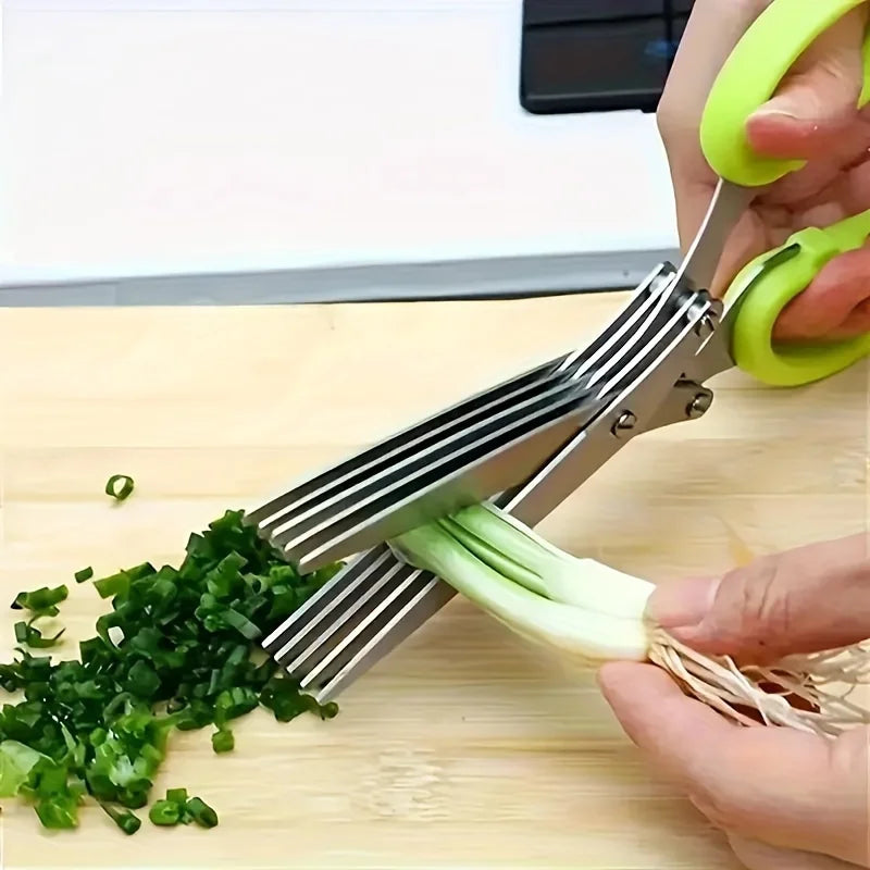 5-Blade Herb Scissors — Multi-Layer Stainless Steel Kitchen Shears