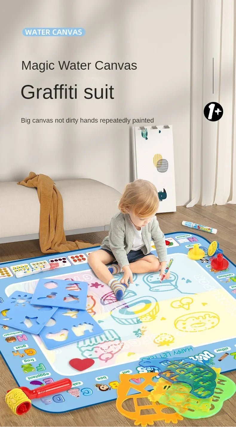 Large Magic Water Drawing Mat Reusable Doodle Coloring Board with Pens Montessori Educational Painting Toy for Kids Gift