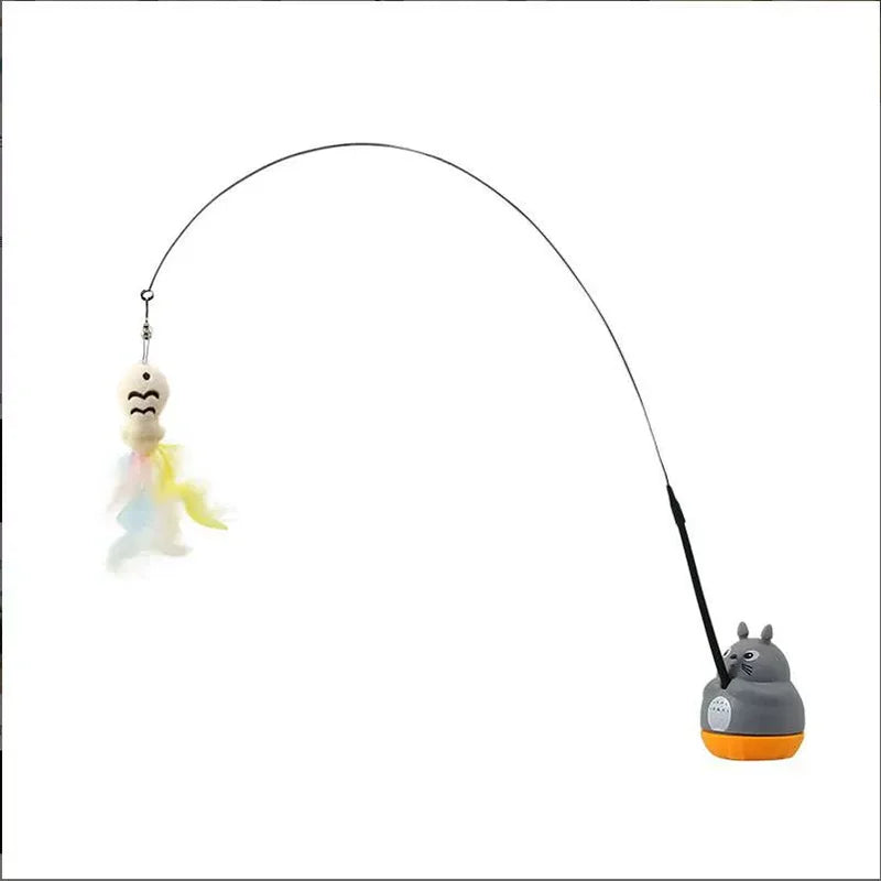 Rotating Feather Cat Wand Toy | Interactive Teaser Stick for Kittens