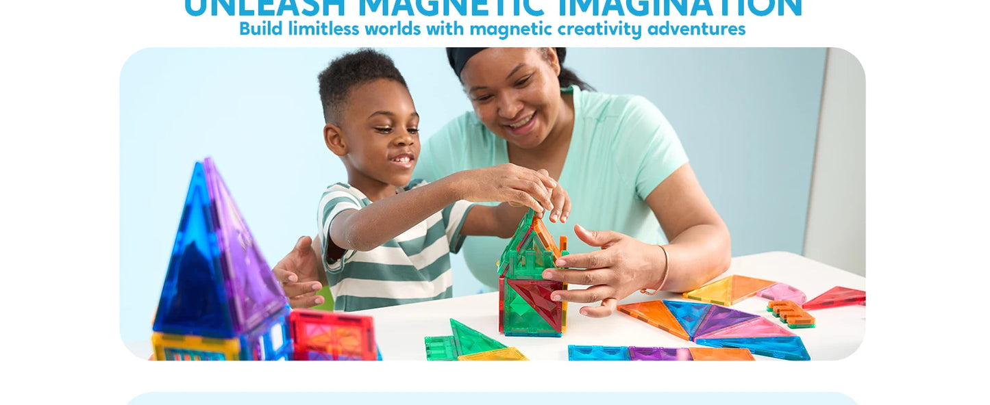 JOYFY 66PCS Magnetic Building Tiles Toys Durable and Creative STEM Building for Kids Aged 3-8 Educational Montessori Toys Gift