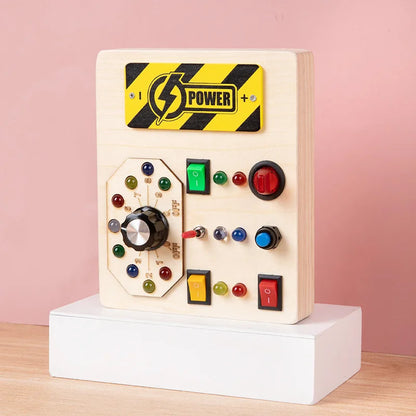 Baby Montessori Busy Board LED Light Switches Control Board Sensory Toys Wooden Busy Board Children Games Kids Puzzle Toys Gifts