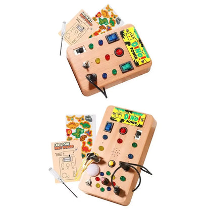 Montessori Busy Board Sensory Toy with LED Light Simulation Switch Control Board Jigsaw Early Education Learning Children's Game