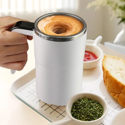 380ML Electric Self Stirring Mug Rechargeable Stainless Steel Automatic Mixing Cup with Magnetic Spinner for Coffee Milk Tea