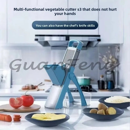 Multi-Functional Vegetable Chopper & Slicer — Bamboo & PP Kitchen Cutter