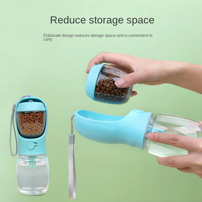 Portable Dog Water Bottle with Food & Water Storage – Travel Feeder Bowl for Pets