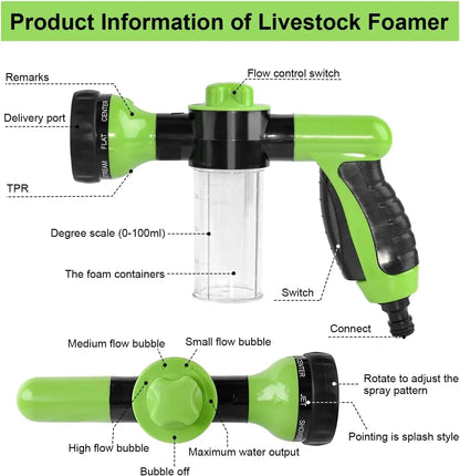 8-in-1 High Pressure Pet Shower Sprayer with Foam – Dog Bath & Garden Hose Nozzle