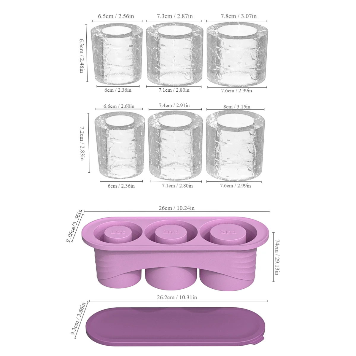 Cylinder Ice Cube Tray for Stanley Cup – Silicone Mold with Lid & Stanley Accessories