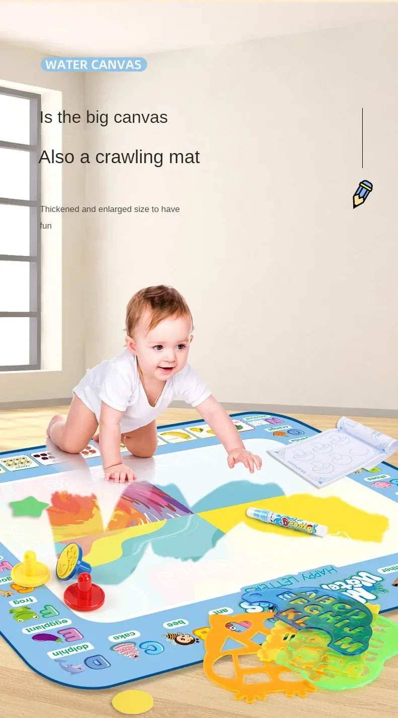 Large Magic Water Drawing Mat Reusable Doodle Coloring Board with Pens Montessori Educational Painting Toy for Kids Gift