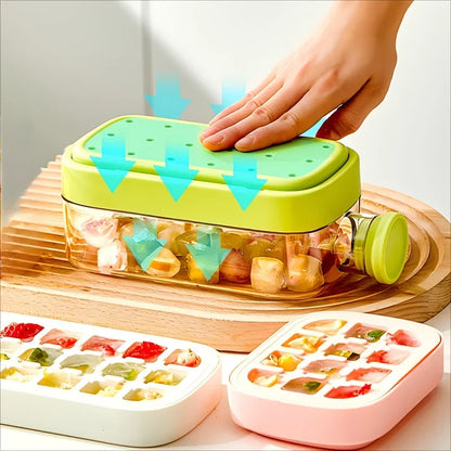 Ice Cube Bottle with Straw – Press & Release Ice Maker