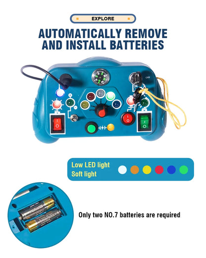 Busy Board Led Lights Switch Sensory Montessori Toys Portable Electric Puzzle Early Educational Puzzle Toy for Toddler Kids Gift