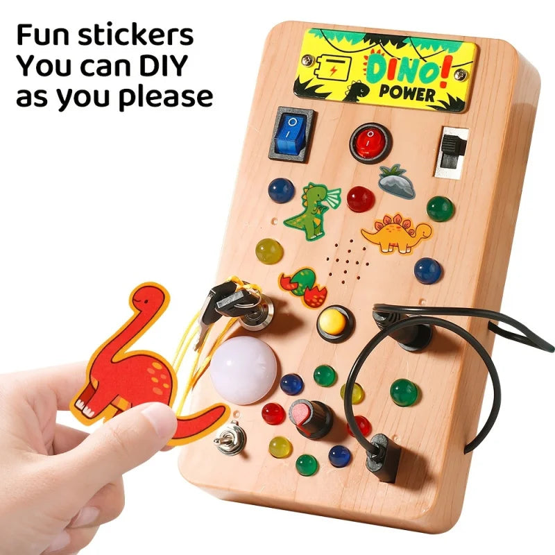 Montessori Busy Board Sensory Toy with LED Light Simulation Switch Control Board Jigsaw Early Education Learning Children's Game