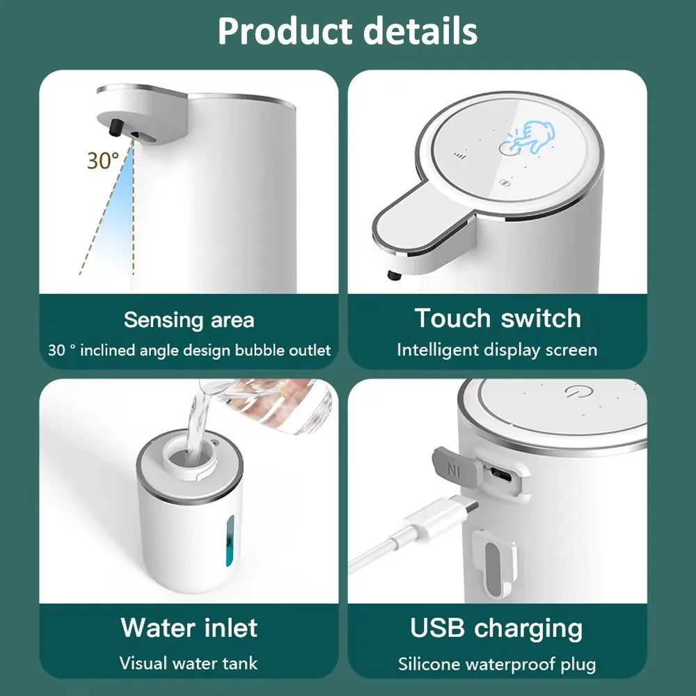 380ML Touchless Automatic Soap Dispenser – Foam & Gel, 4-Speed, IPX5 Waterproof