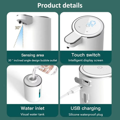 380ML Touchless Automatic Soap Dispenser – Foam & Gel, 4-Speed, IPX5 Waterproof