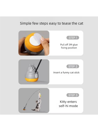 Rotating Feather Cat Wand Toy | Interactive Teaser Stick for Kittens