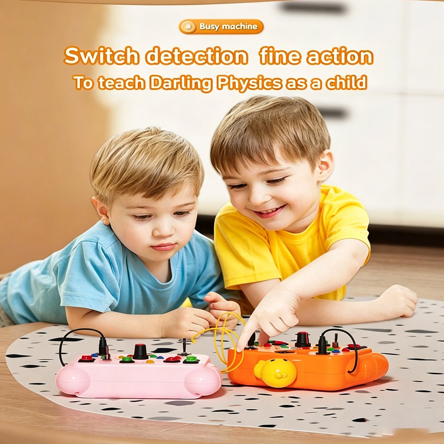 Montessori Busy Board Toy with Light Switch Control, Fine Motor Skill Educational STEM Game, Perfect Travel & Gift for Toddlers