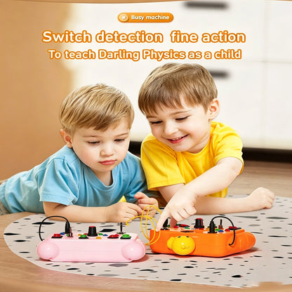 Montessori Busy Board Toy with Light Switch Control, Fine Motor Skill Educational STEM Game, Perfect Travel & Gift for Toddlers
